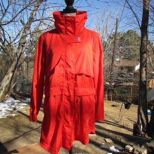 Women's Vibrant Burnt Orange Trench Rain Coat